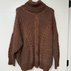Windsor Brown Chunky Knit Turtleneck Sweater